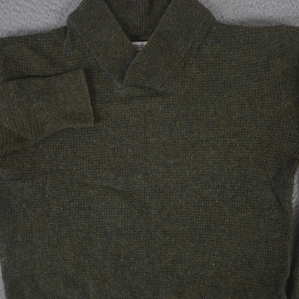 Schott Bros Sweater Mens L Olive Green Wool Blend Shawl Collar Pullover Casual
